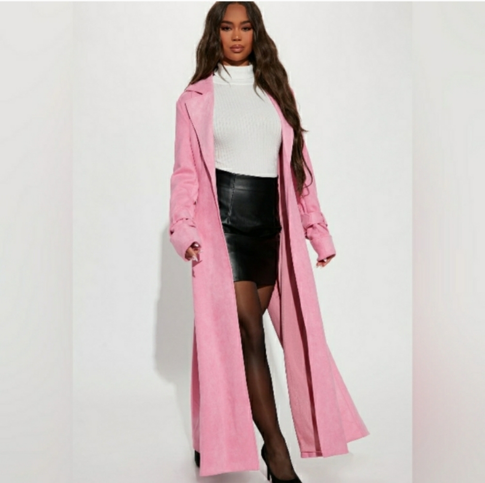 Fashion Nova Pink Trench Coat